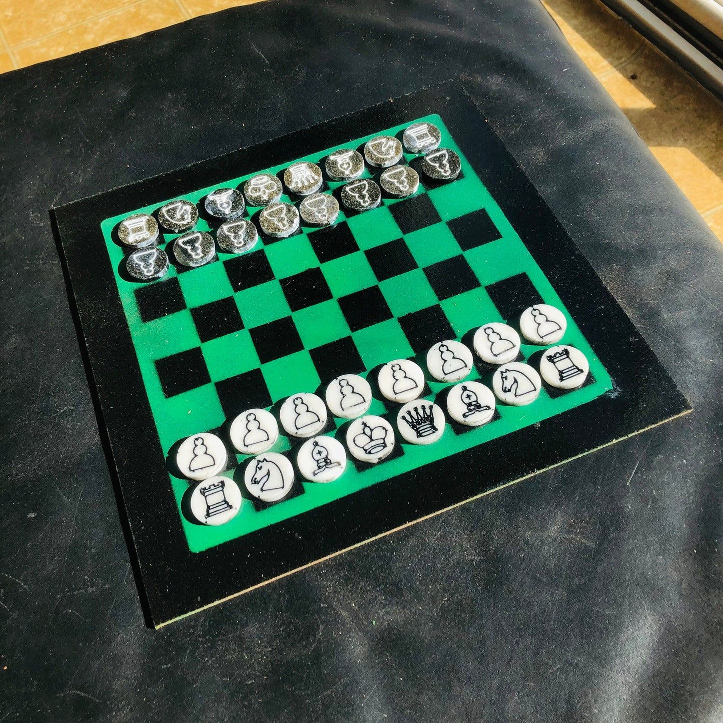 Chess Set - Green & Black