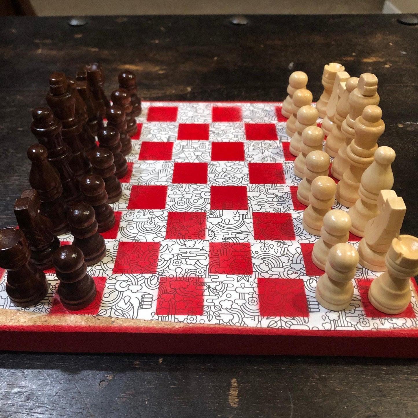 Scrapbook Chess Set - Black & White Art