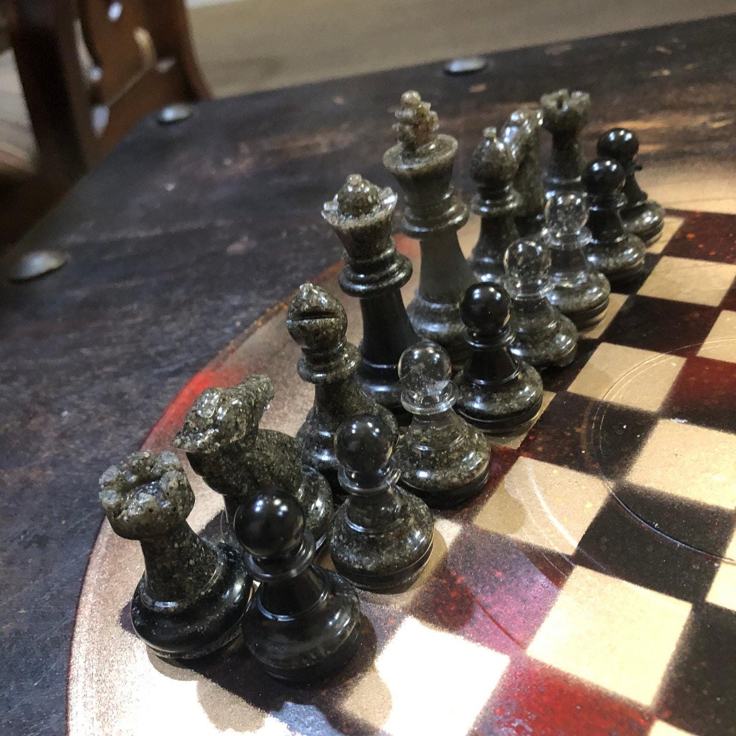 Vinyl Chess Set -Golden Red (Resin Pieces)