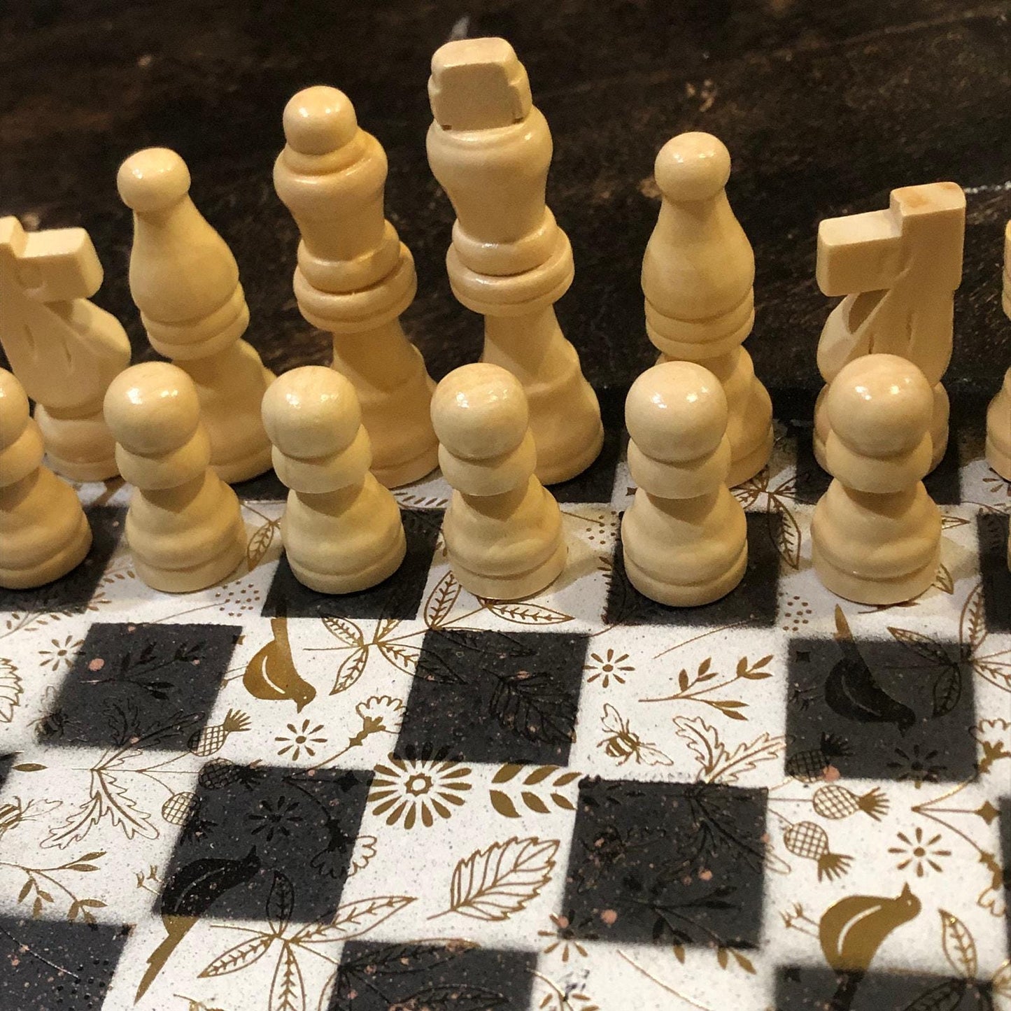 Scrapbook Chess Set - Gold Foil White