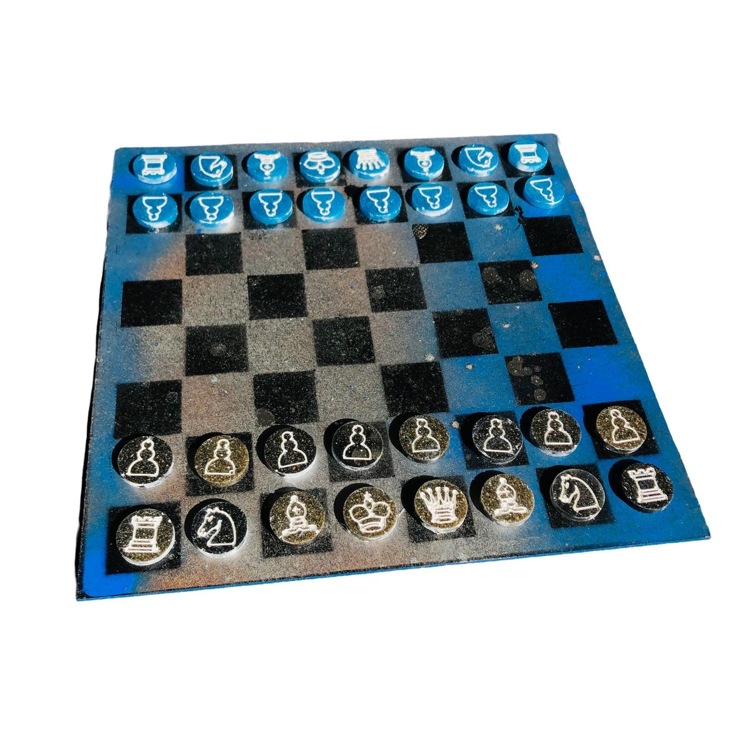 Chess Set - Blue Silver