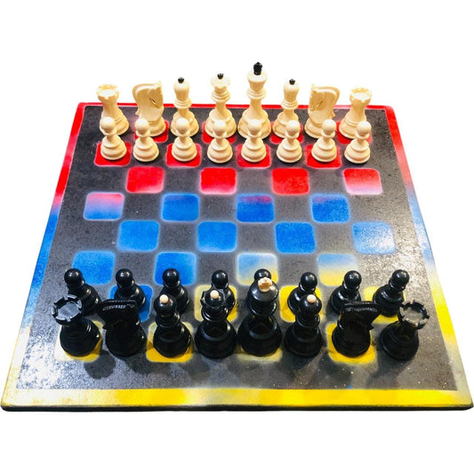 Large Chess Set - Red Blue & Yellow Mix