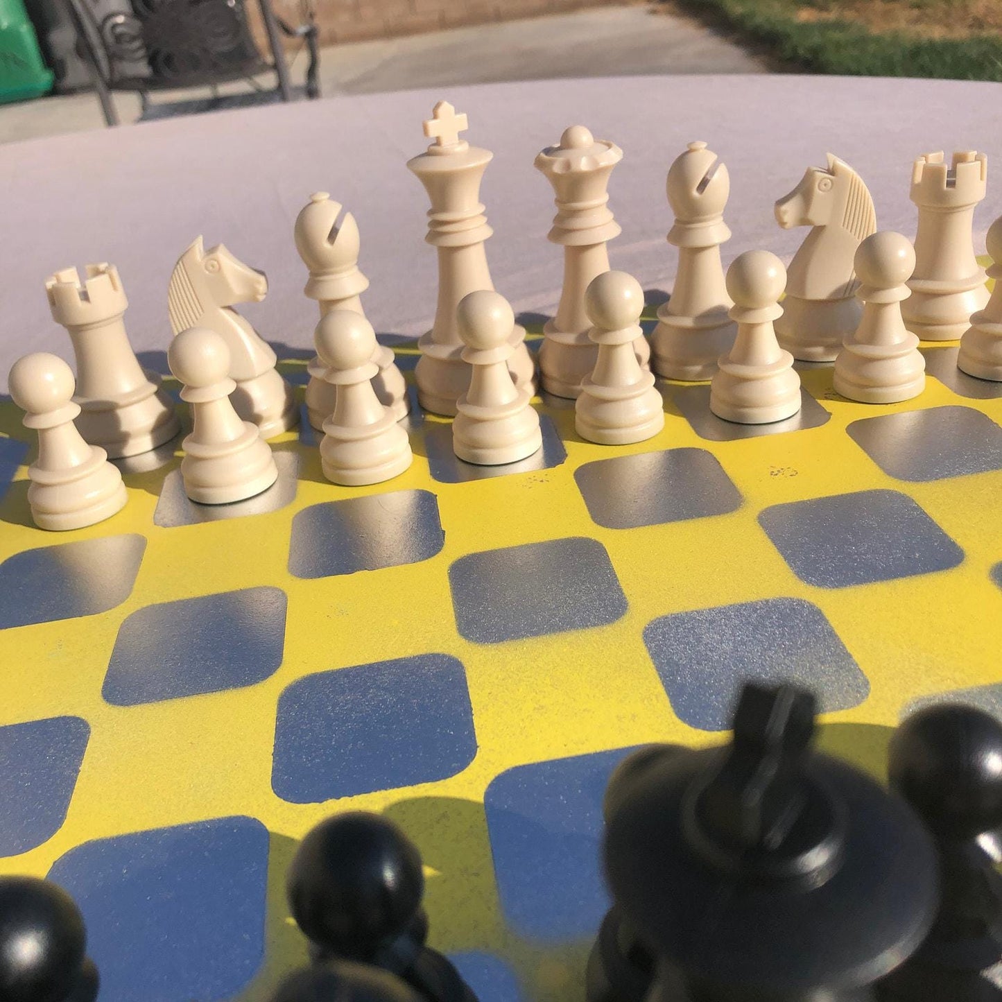 Large Chess Set - Yellow Chrome