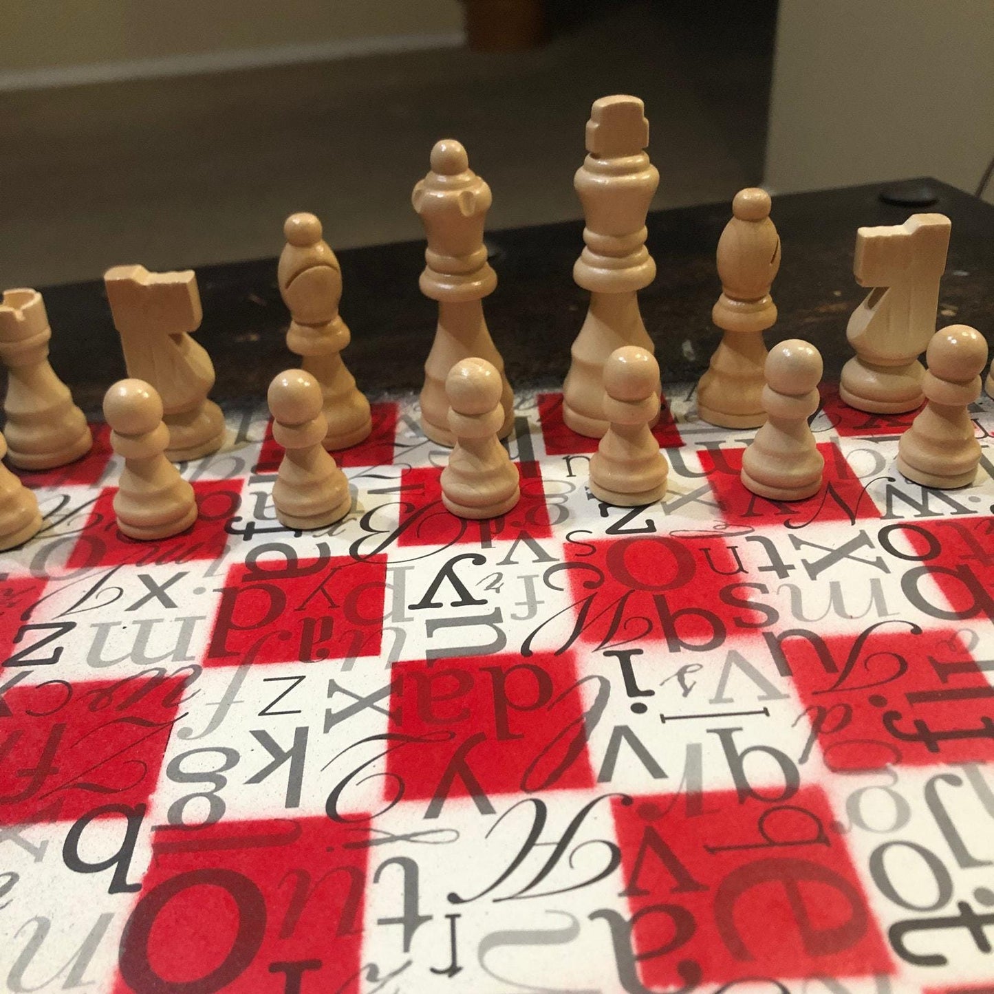 Scrapbook Chess Set - Red Letters