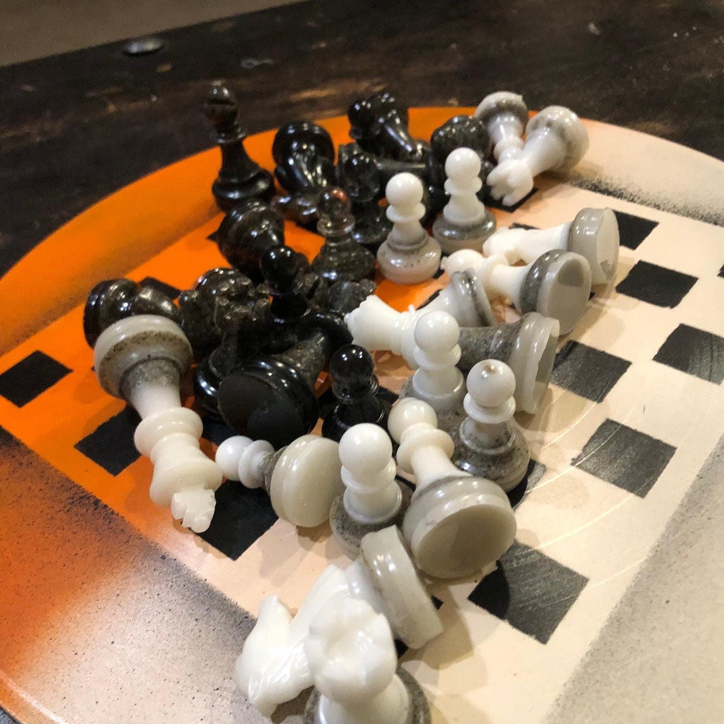 Vinyl Chess Set - Orange Cream (Resin Pieces)