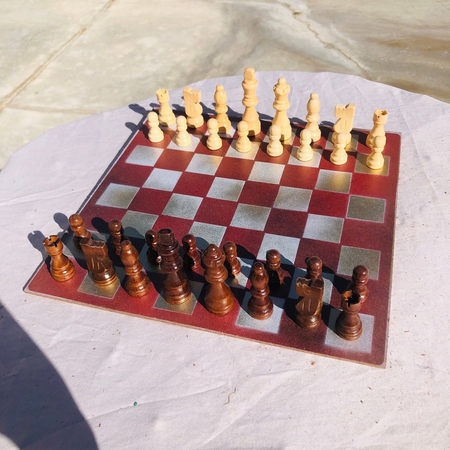 Chess Set - Red Golden Tan