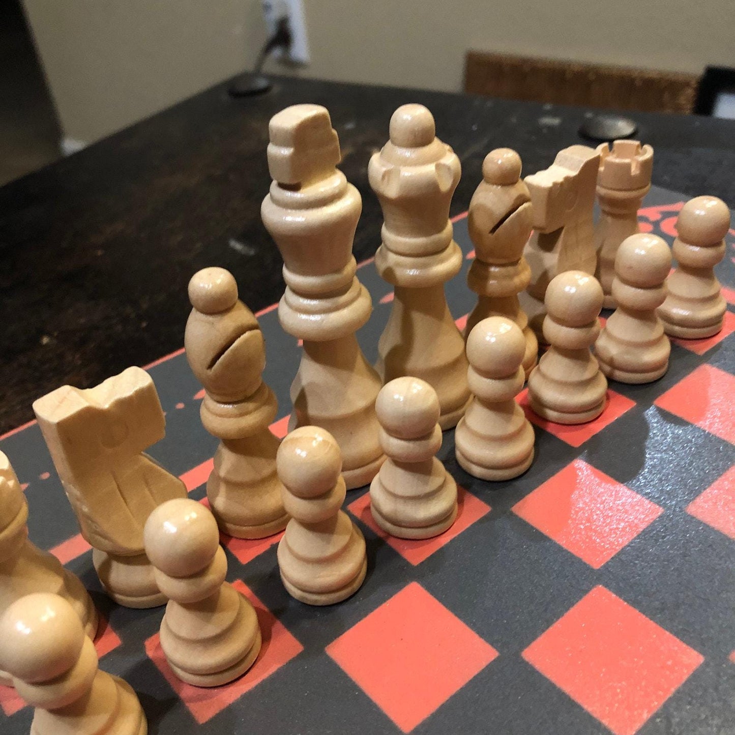 Chess Set - Gray & Peach Pink