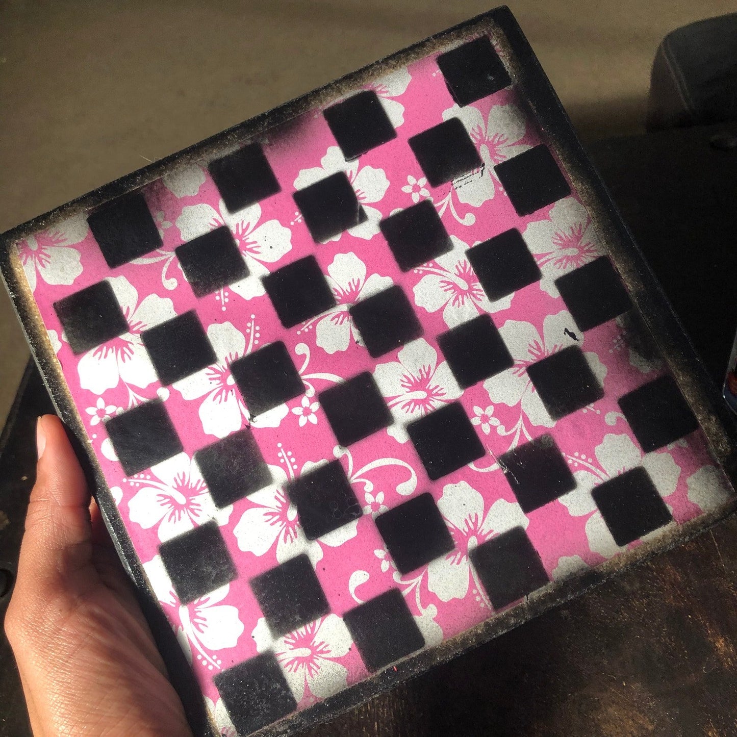 Scrapbook Chess Set - Pink & White Flower