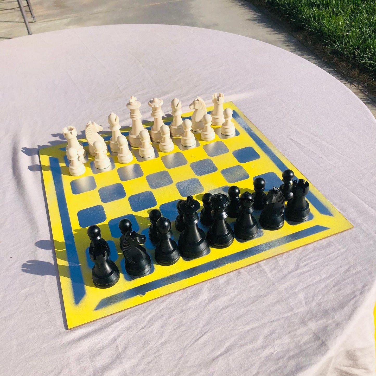 Large Chess Set - Yellow Chrome