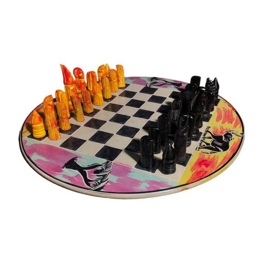 African Vintage Chess Set - Race Colored Chess Board