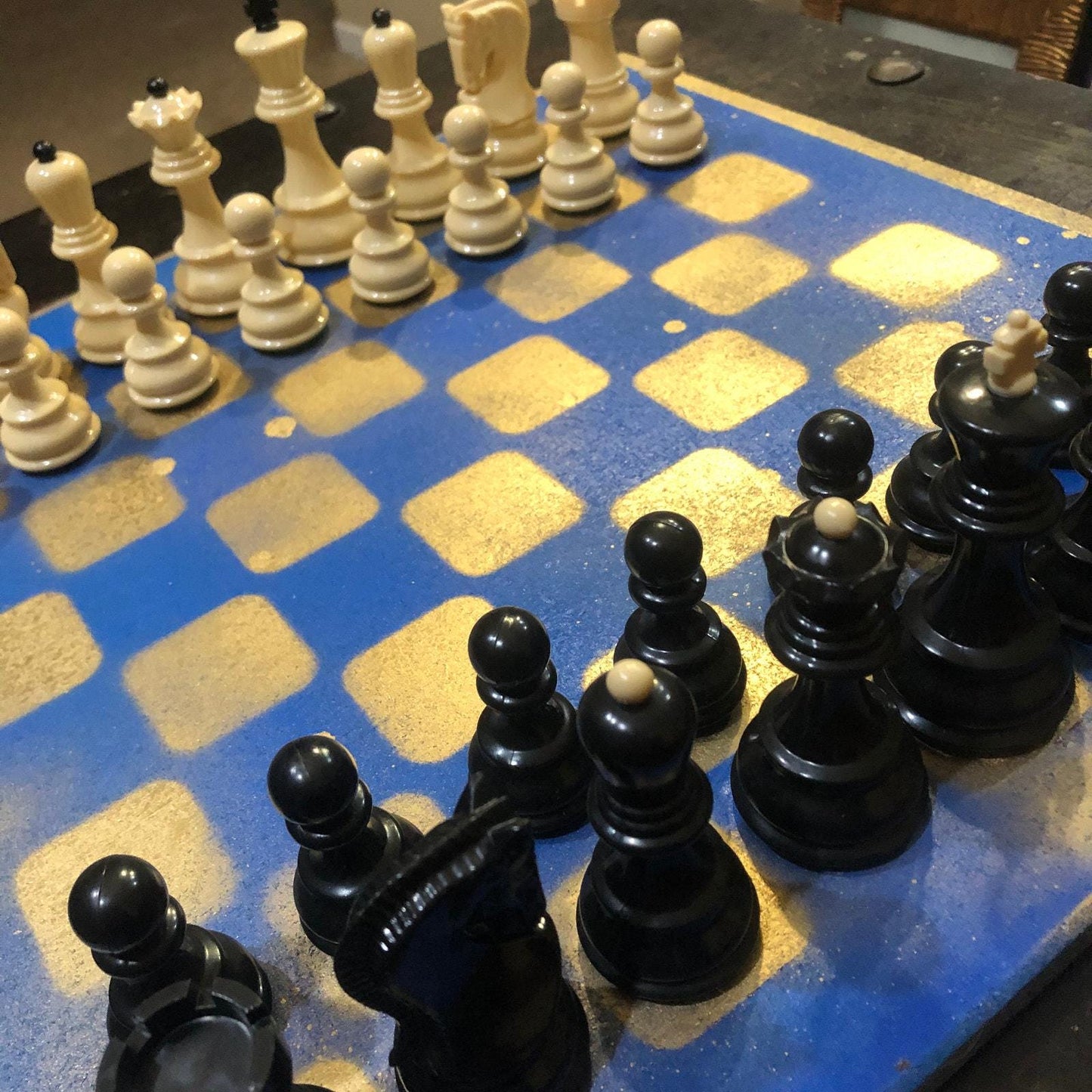 Large Chess Set - Blue & Gold