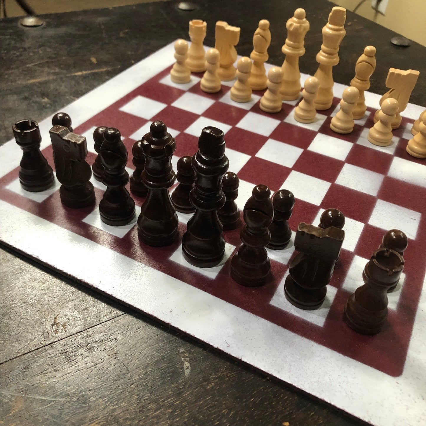 Painted Chess Set - Dark & Red