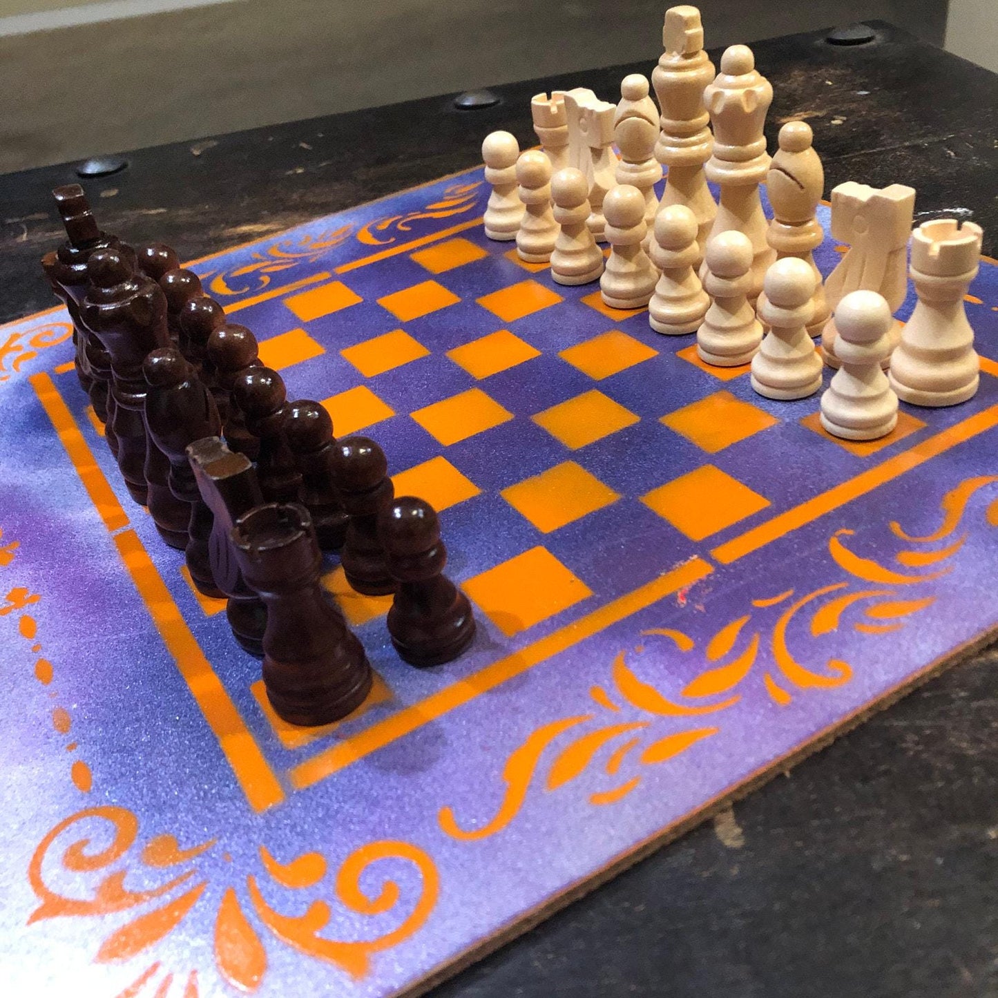 Chess Set - Purple & Orange Halloween