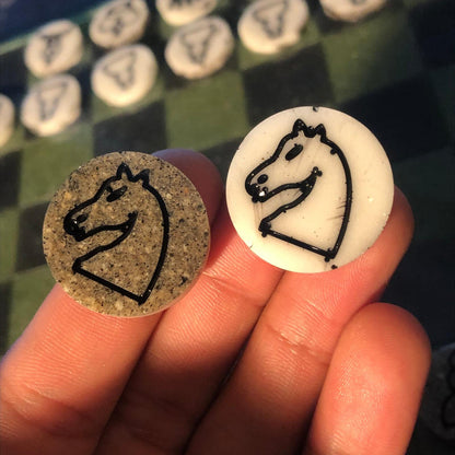 Handmade Resin Chess Set - Army Green