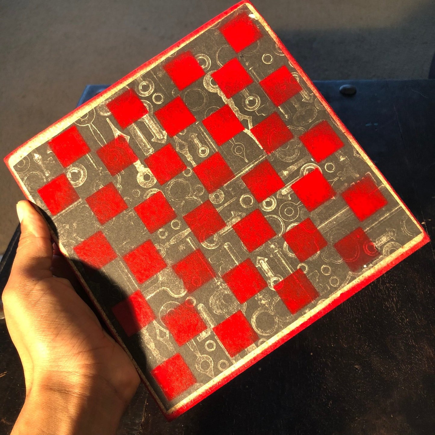 Scrapbook Chess Set - Red & Black