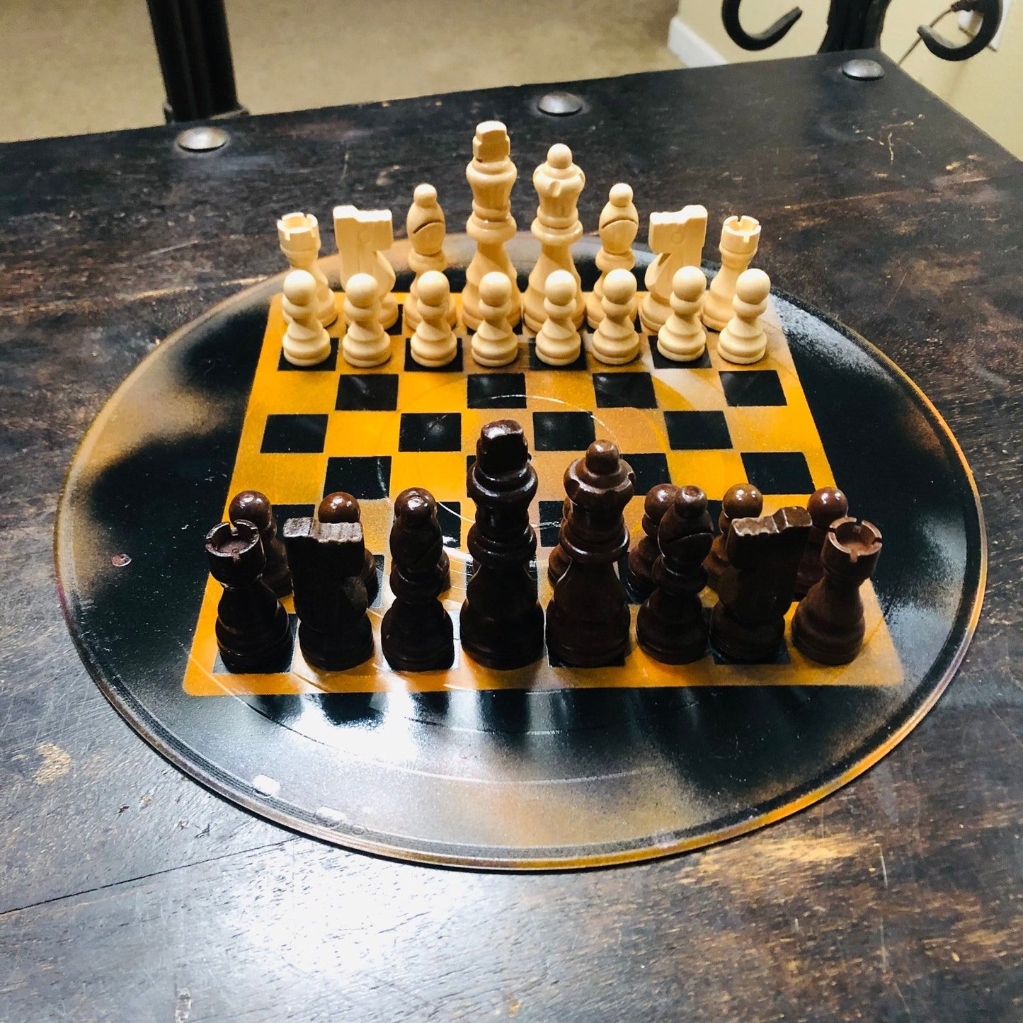 Vinyl Chess Set - Orange & Black