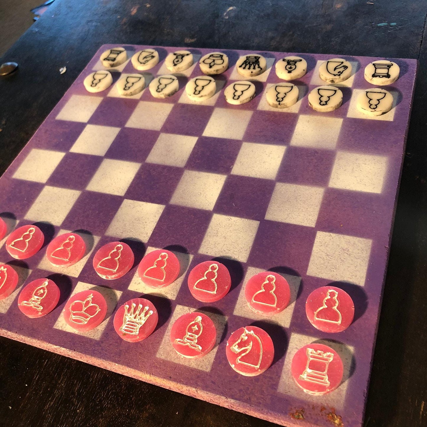 Chess Set - Purple Pink & White