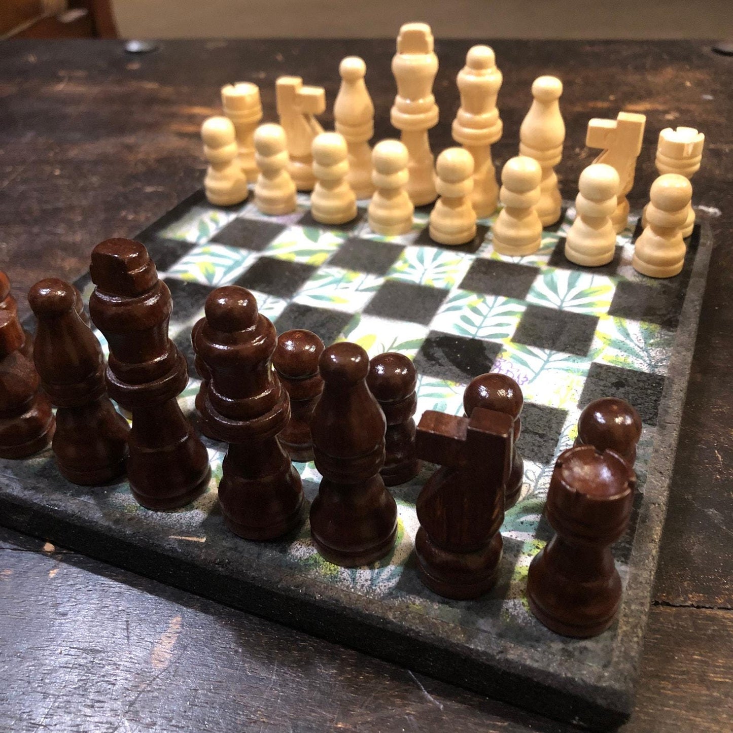 Scrapbook Chess Set - Green Plants