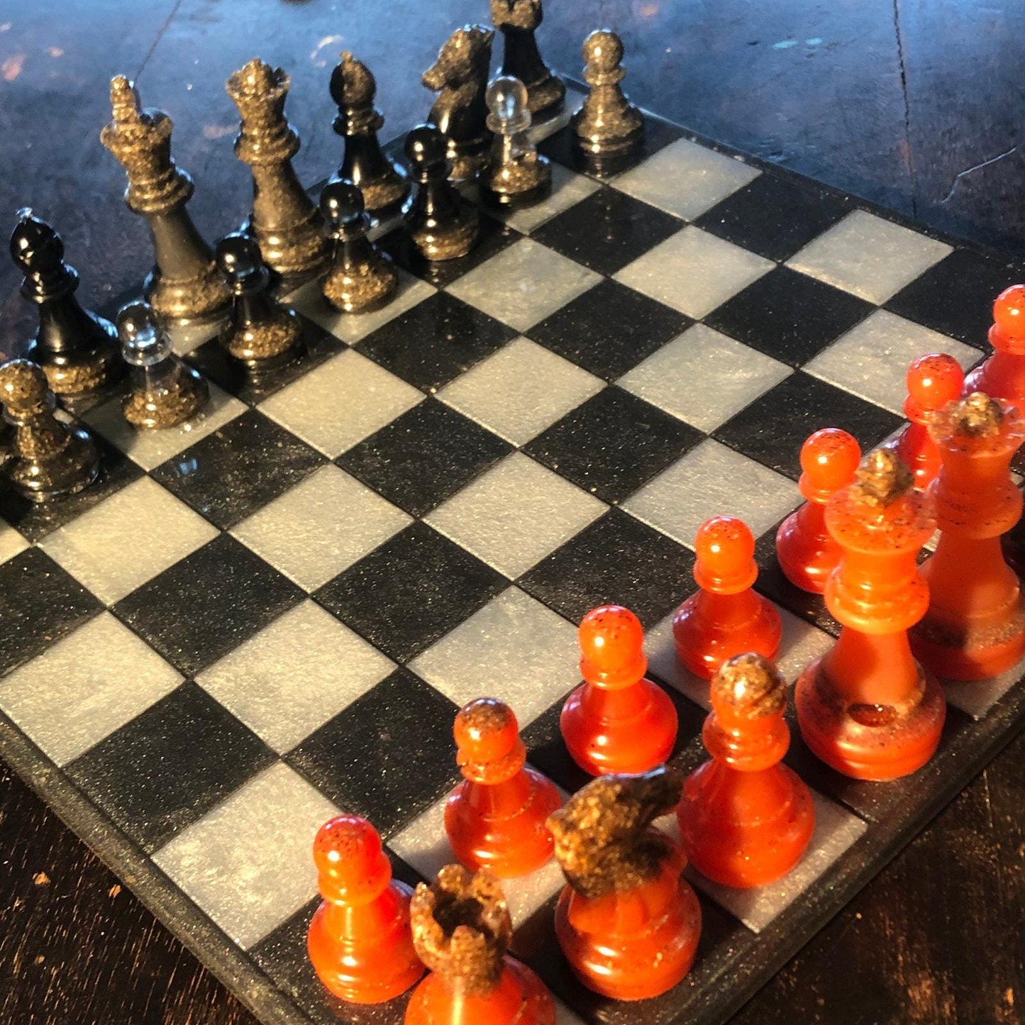 Handmade Resin Chess Set - Black & Red Supreme