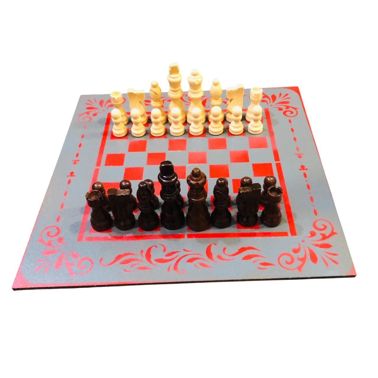 Chess Set - Gray & Red