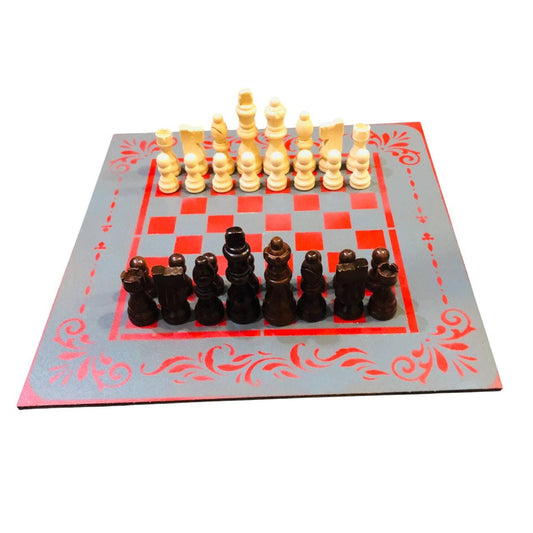 Chess Set - Gray & Red