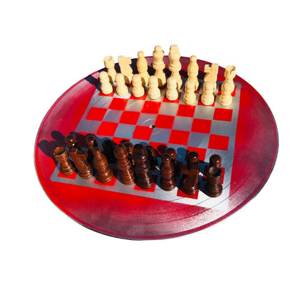 Vinyl Chess Set - Red Chrome