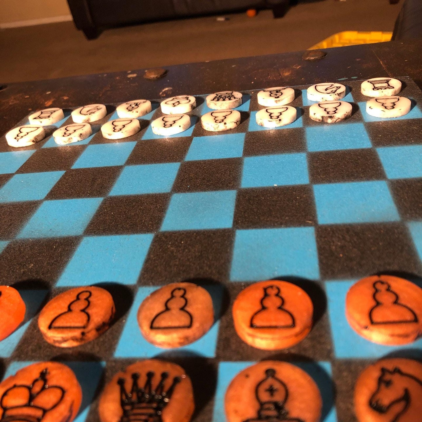 Chess Set - Blue Black & Orange