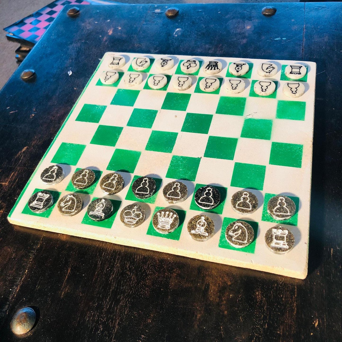 Chess Set - Green & White