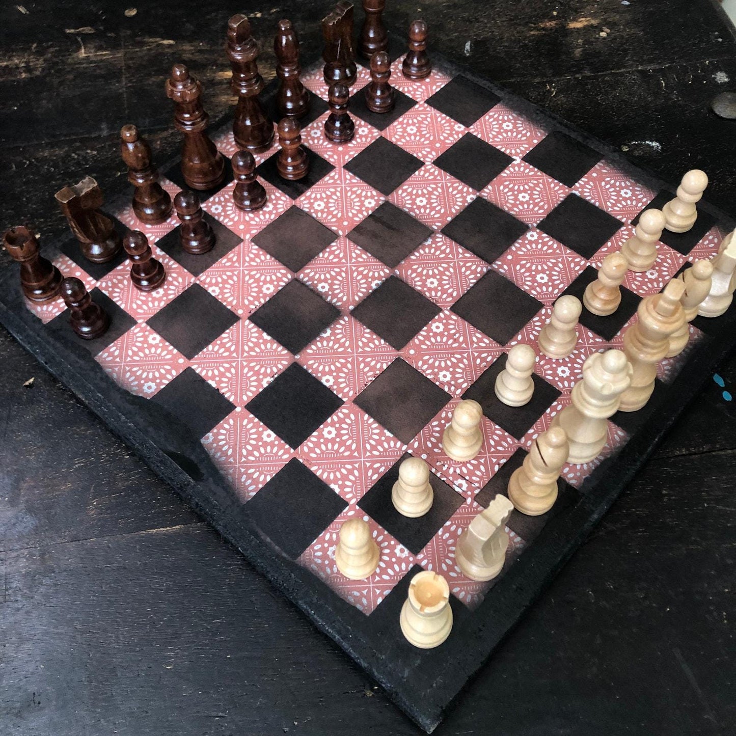 Scrapbook Chess Set - Red Vintage