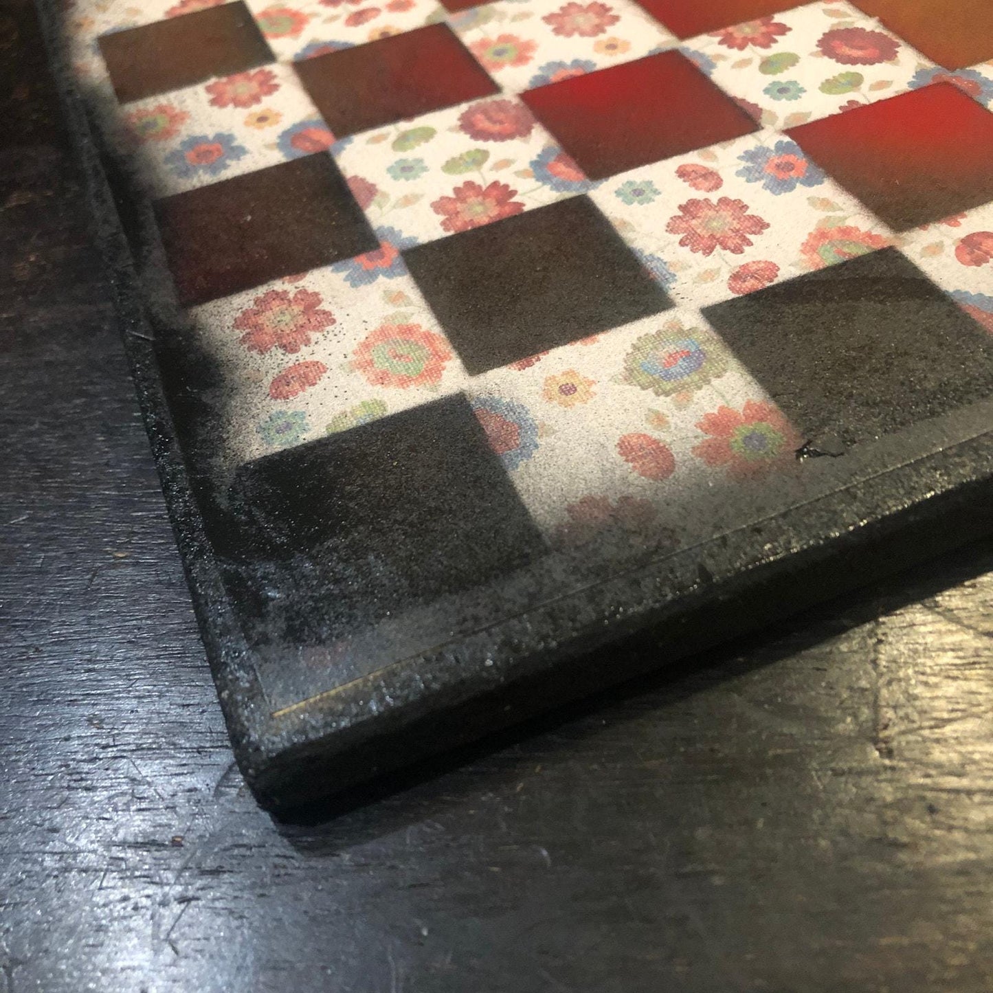 Scrapbook Chess Set - Red Flowers Pattern