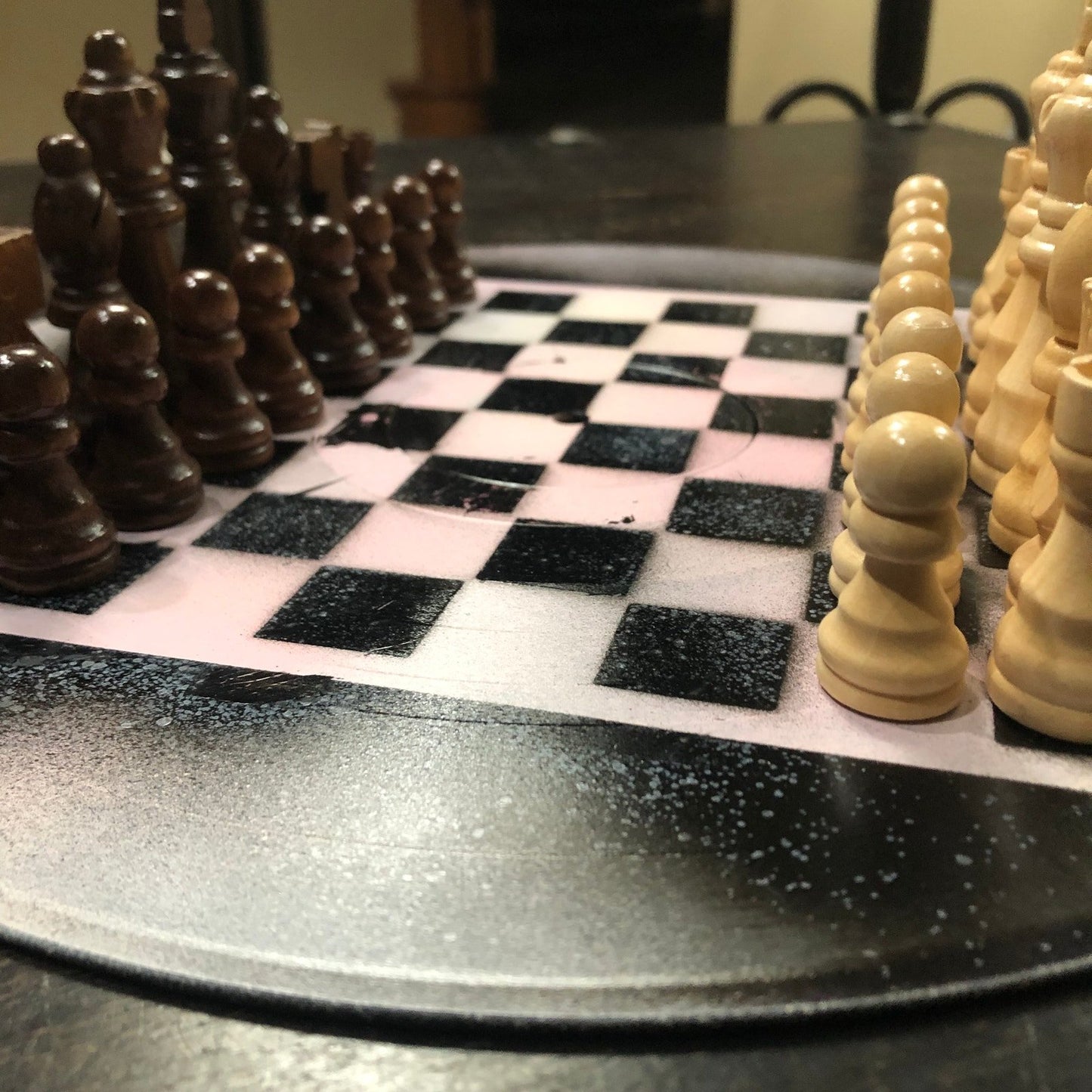 Vinyl Chess Set - Light Pink Black