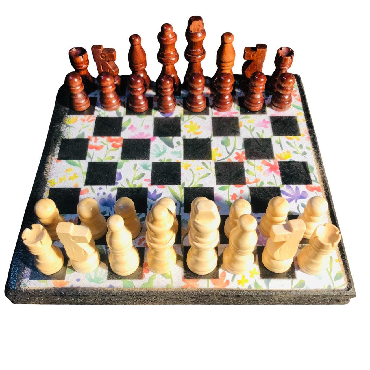 Scrapbook Chess Set - Colorful Flower