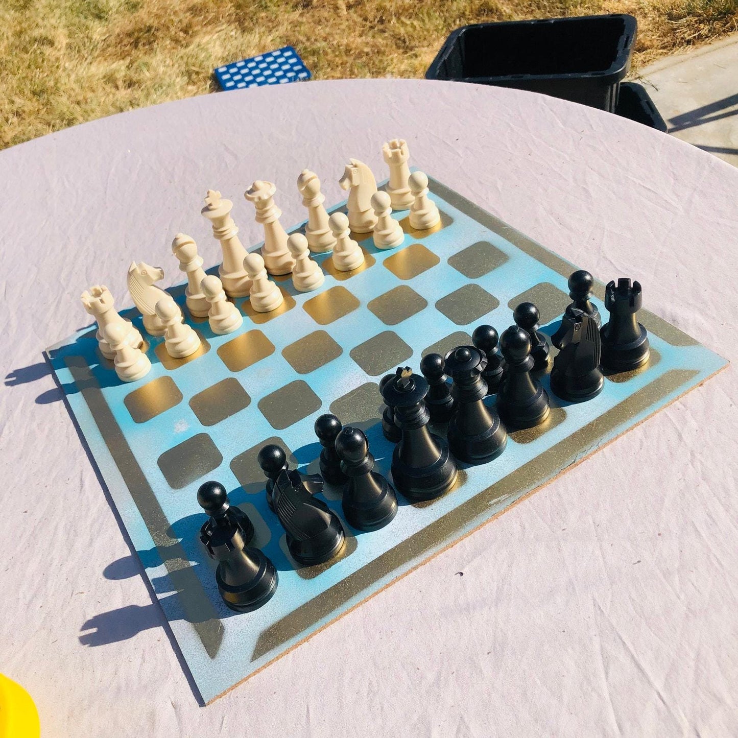 Large Chess Set - Golden Blue