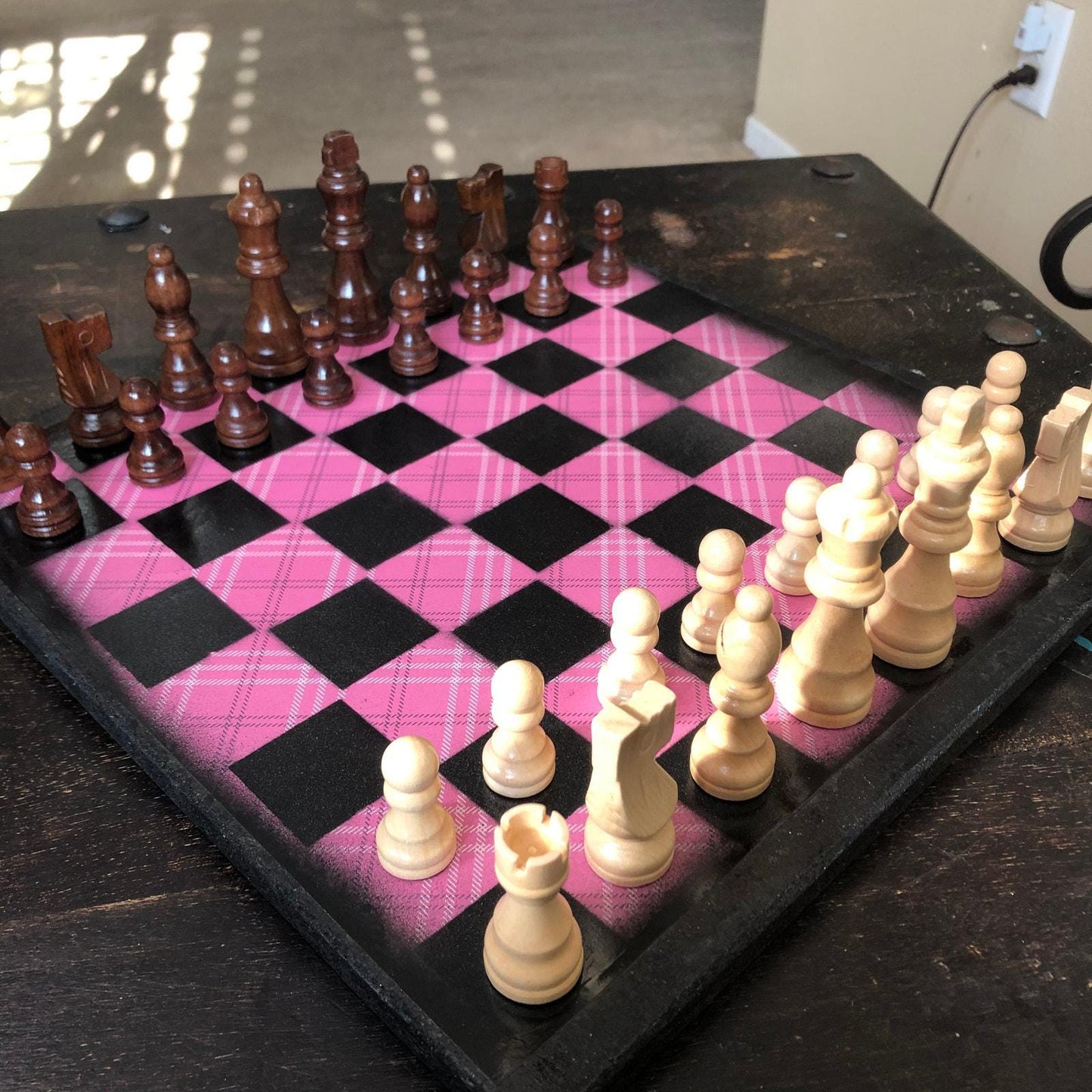 Scrapbook Chess Set - Pink Lines