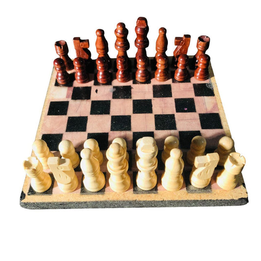 Scrapbook Chess Set - Brown Wood