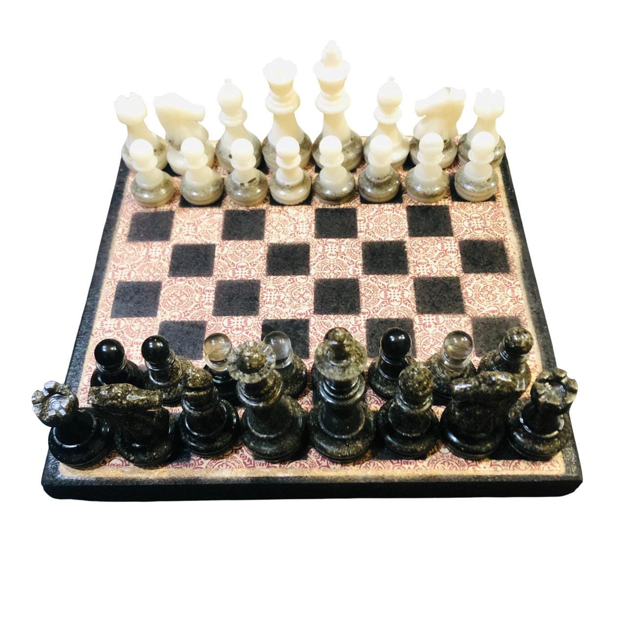 Scrapbook Chess Set - Fancy Edition (Resin Pieces)