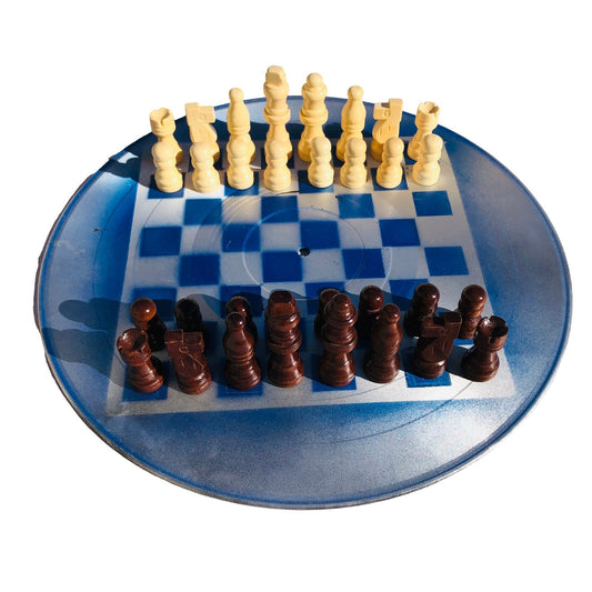 Vinyl Chess Set - Blue Chrome