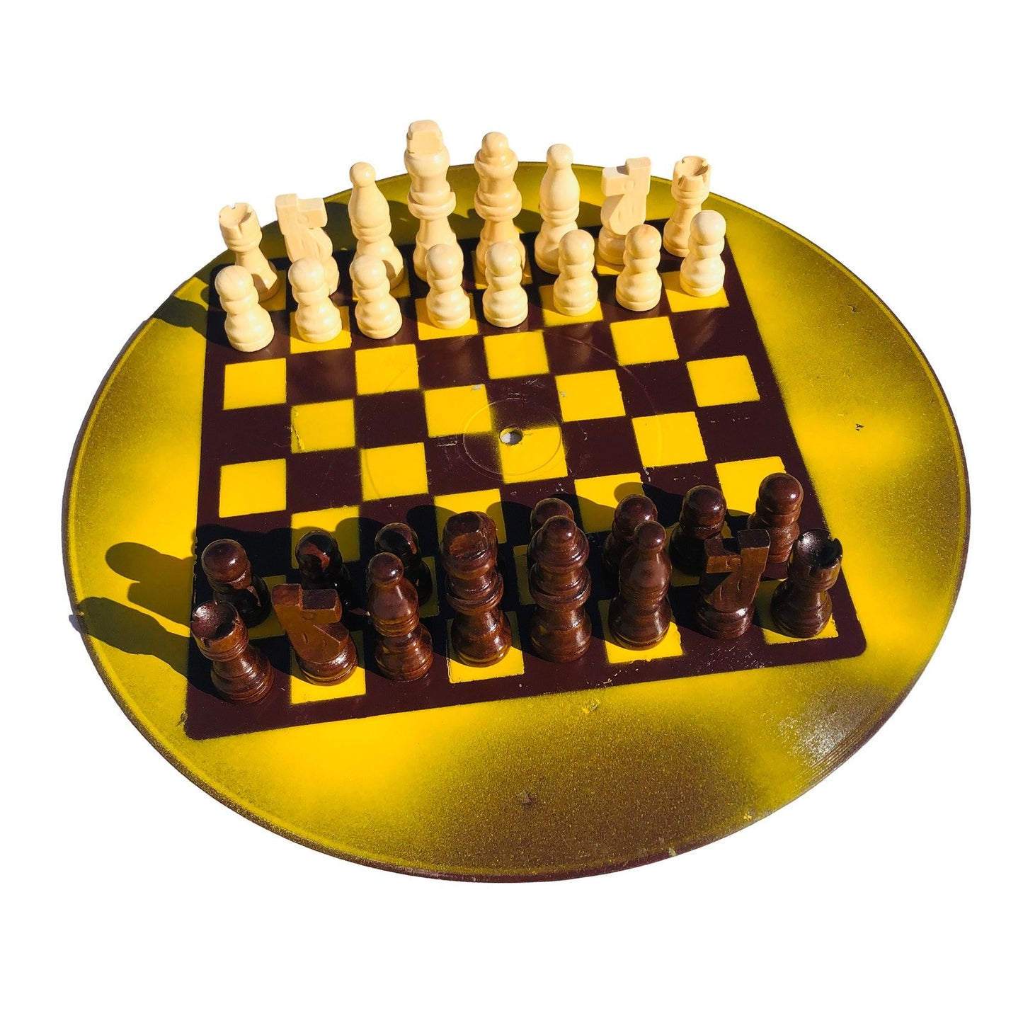 Vinyl Chess Set - Chocolate Yellow