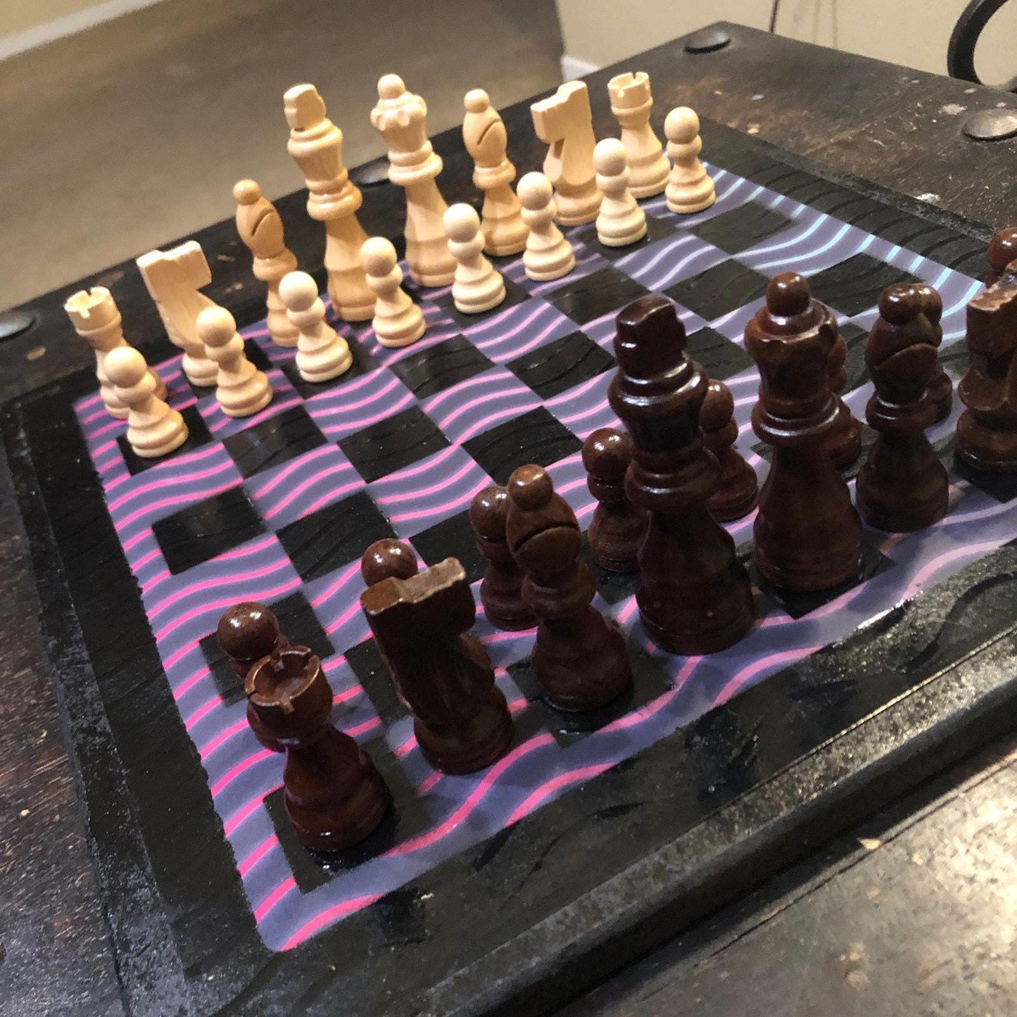 Scrapbook Chess Set - Neon Waves