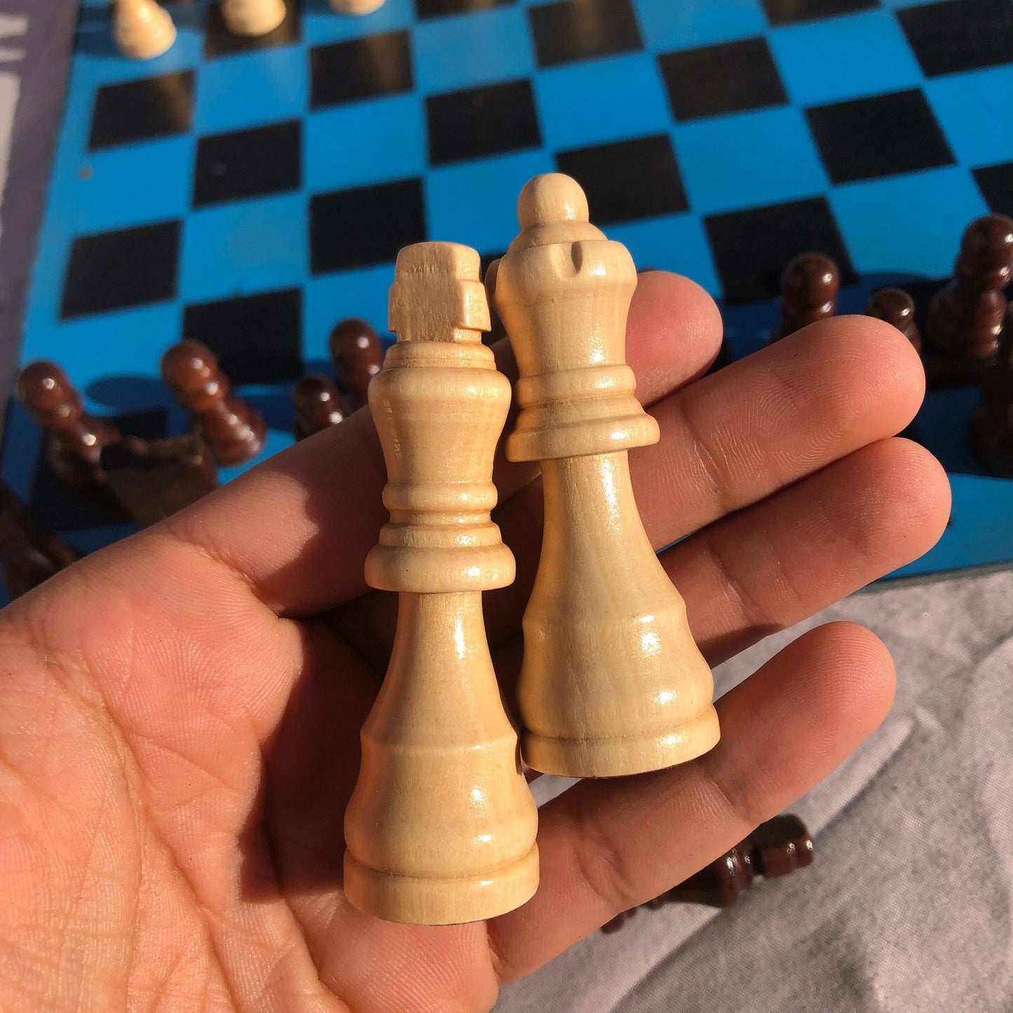 Chess Set - Sky Blue Gold