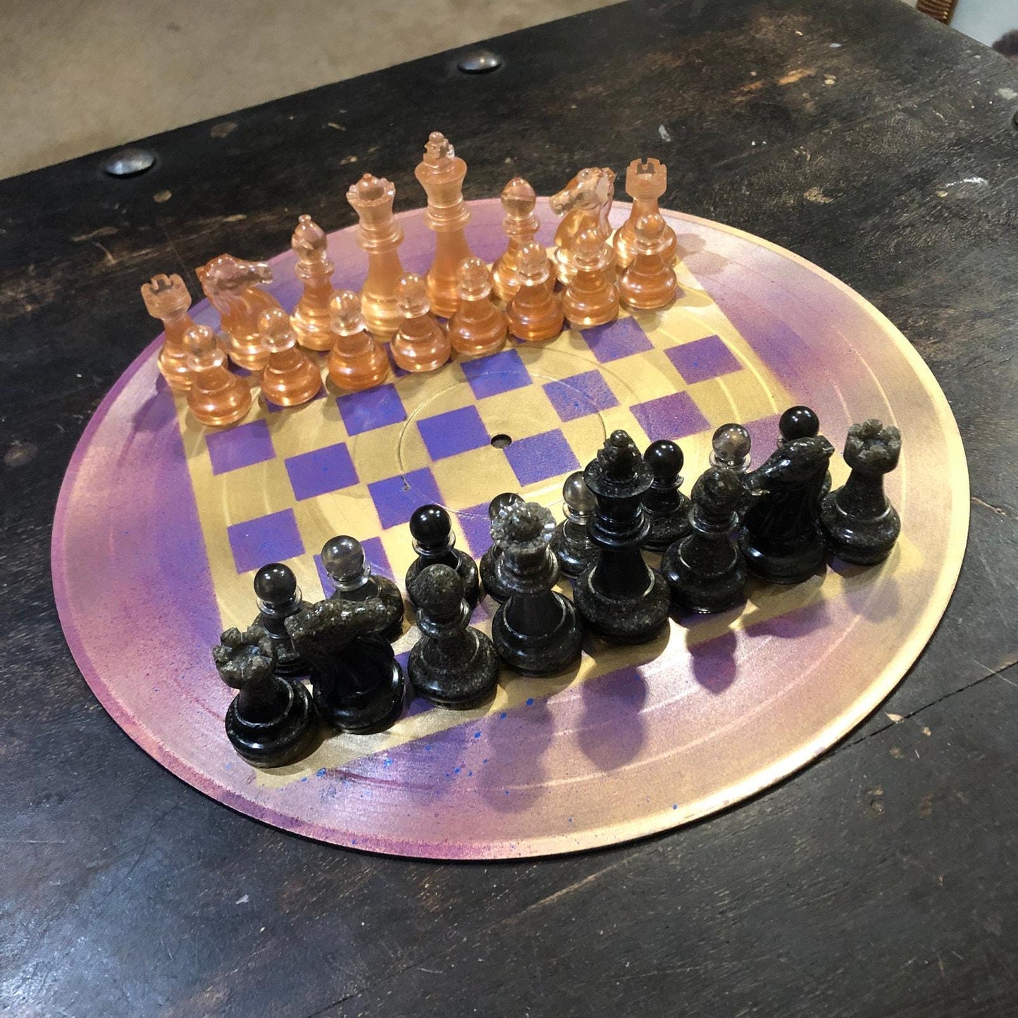 Vinyl Chess Set - Purple & Gold (Resin Pieces)