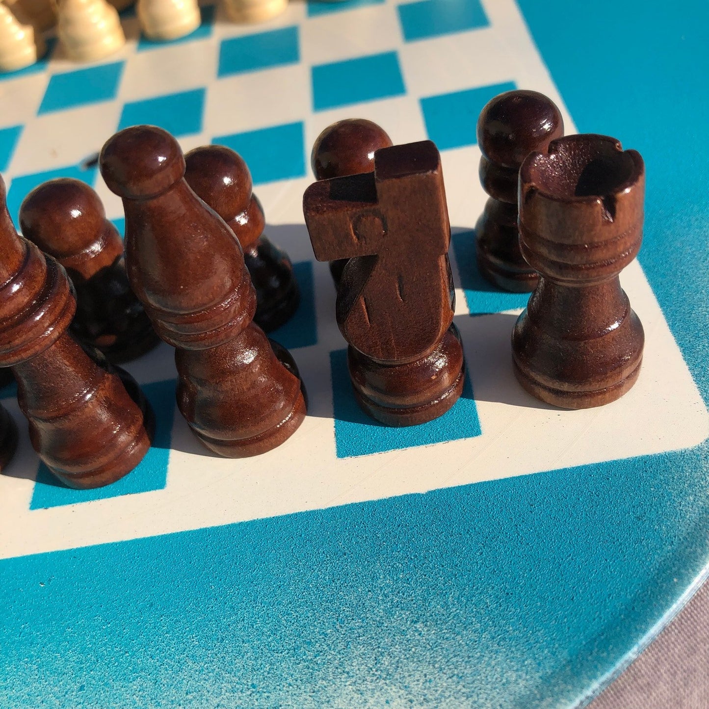 Vinyl Chess Set - Vintage Blue