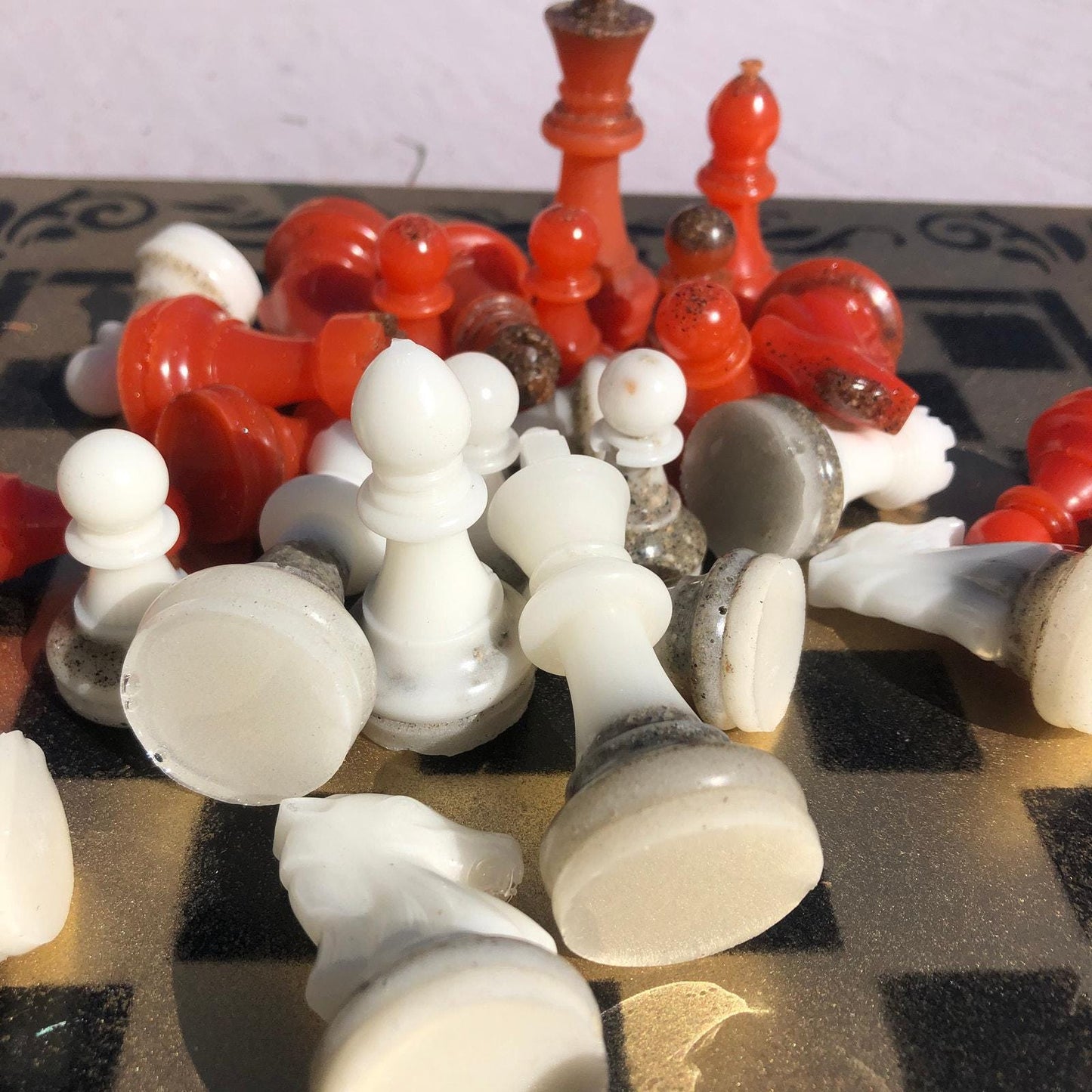 Chess Set - Gold Opal Red