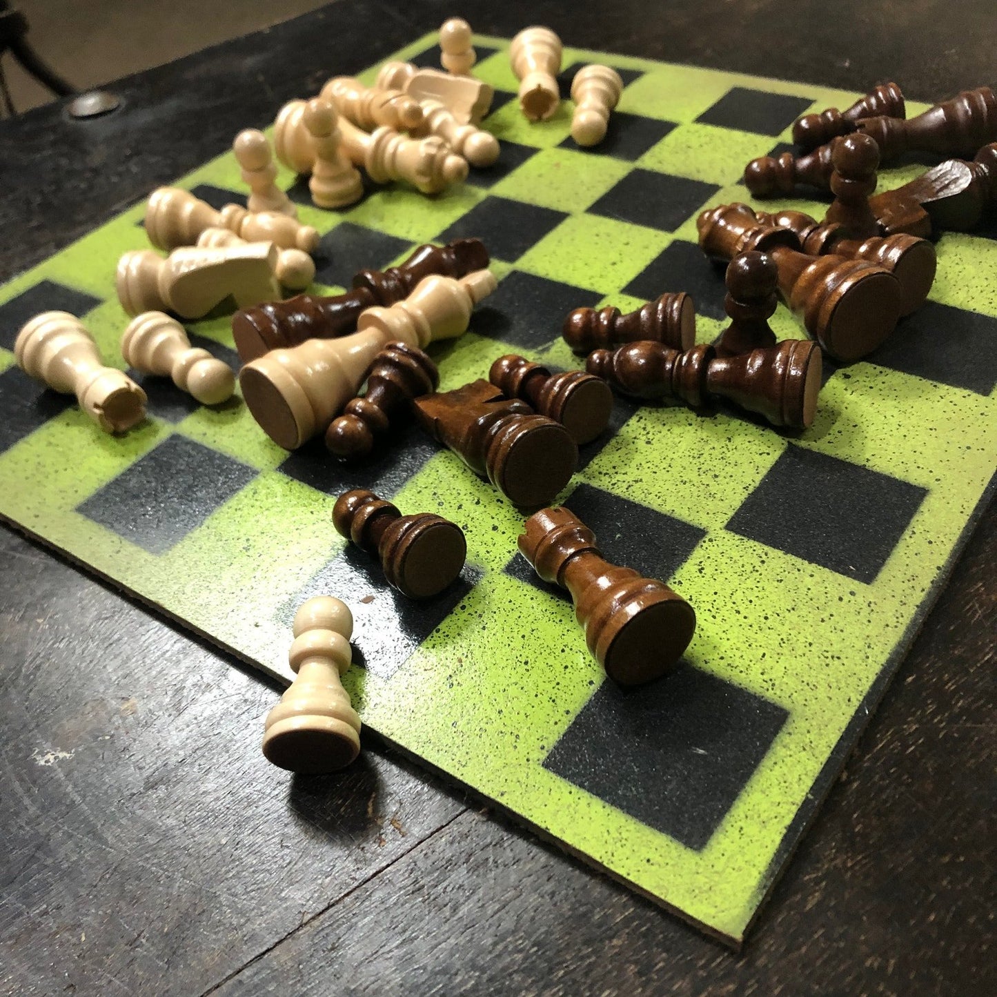 Painted Chess Set - Lime Green