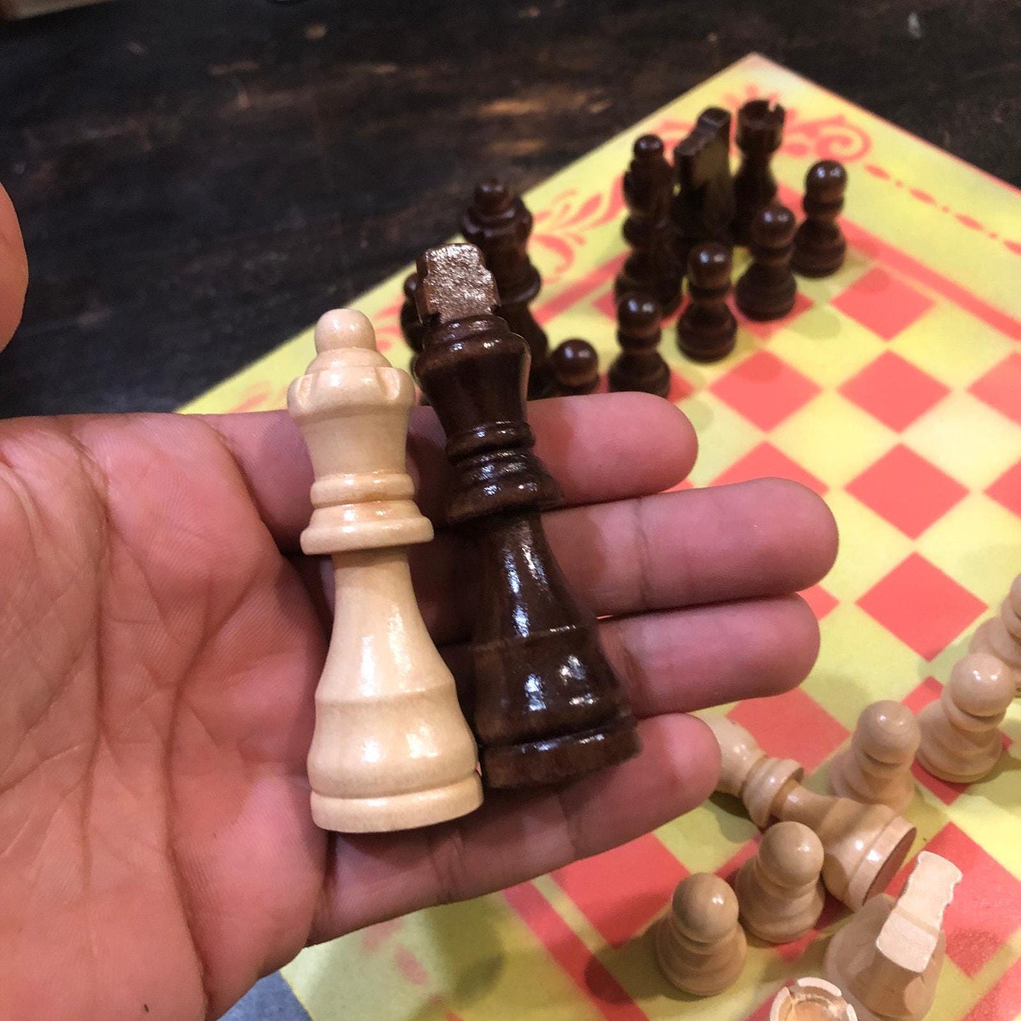 Chess Set - Yellow & Peach Pink