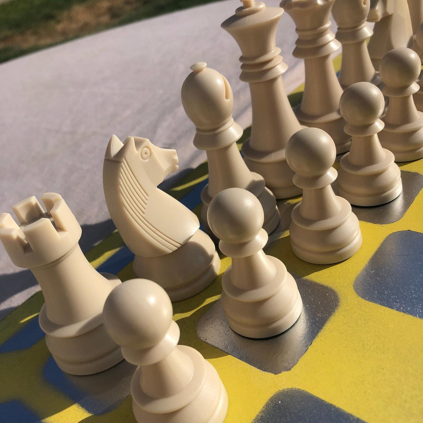 Large Chess Set - Yellow Chrome