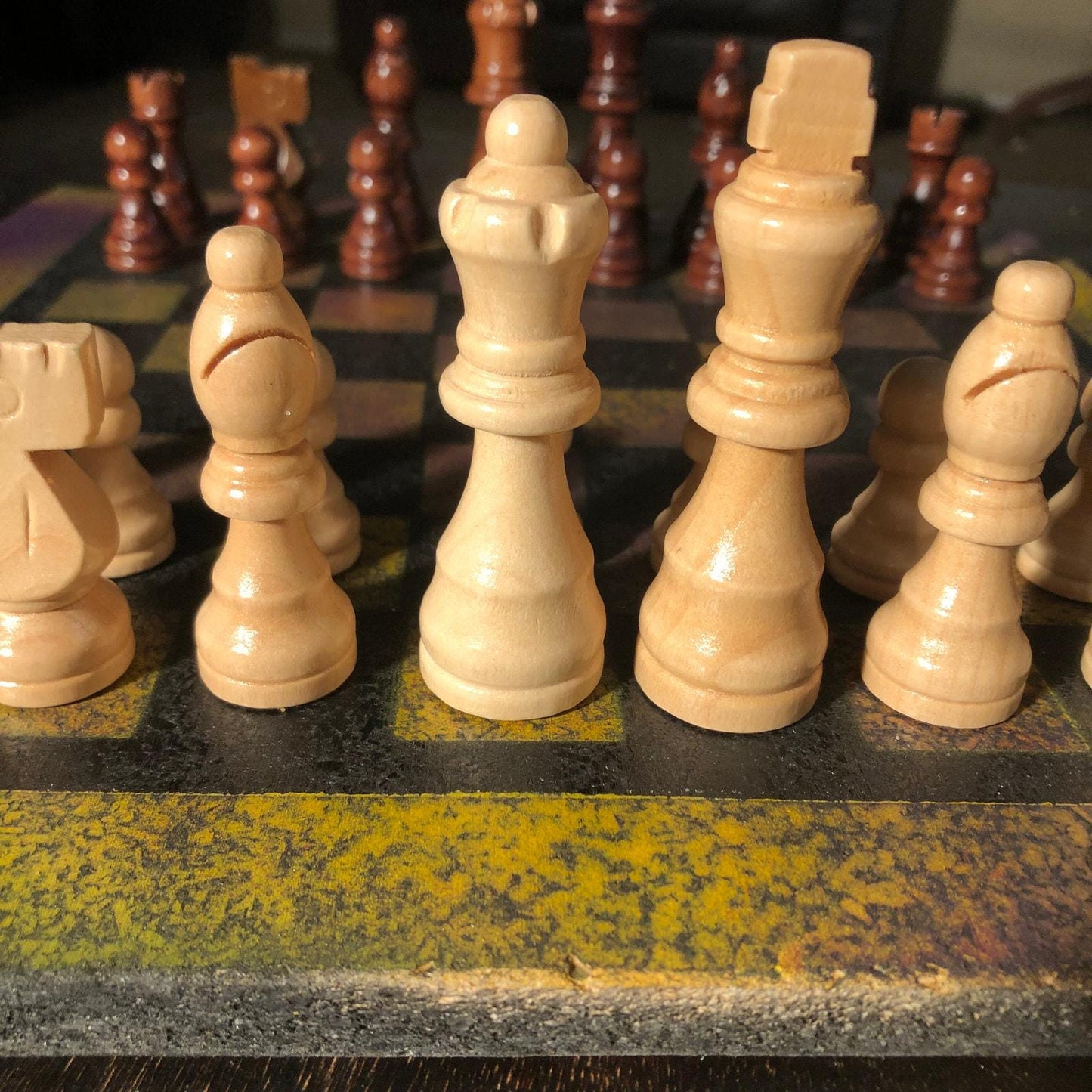 Chess Set - Rustic Yellow Purple