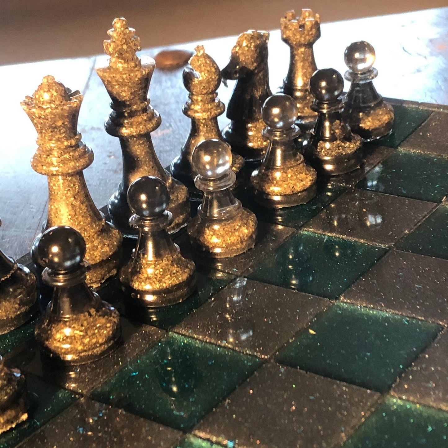 Handmade Resin Chess Set - Space Blue