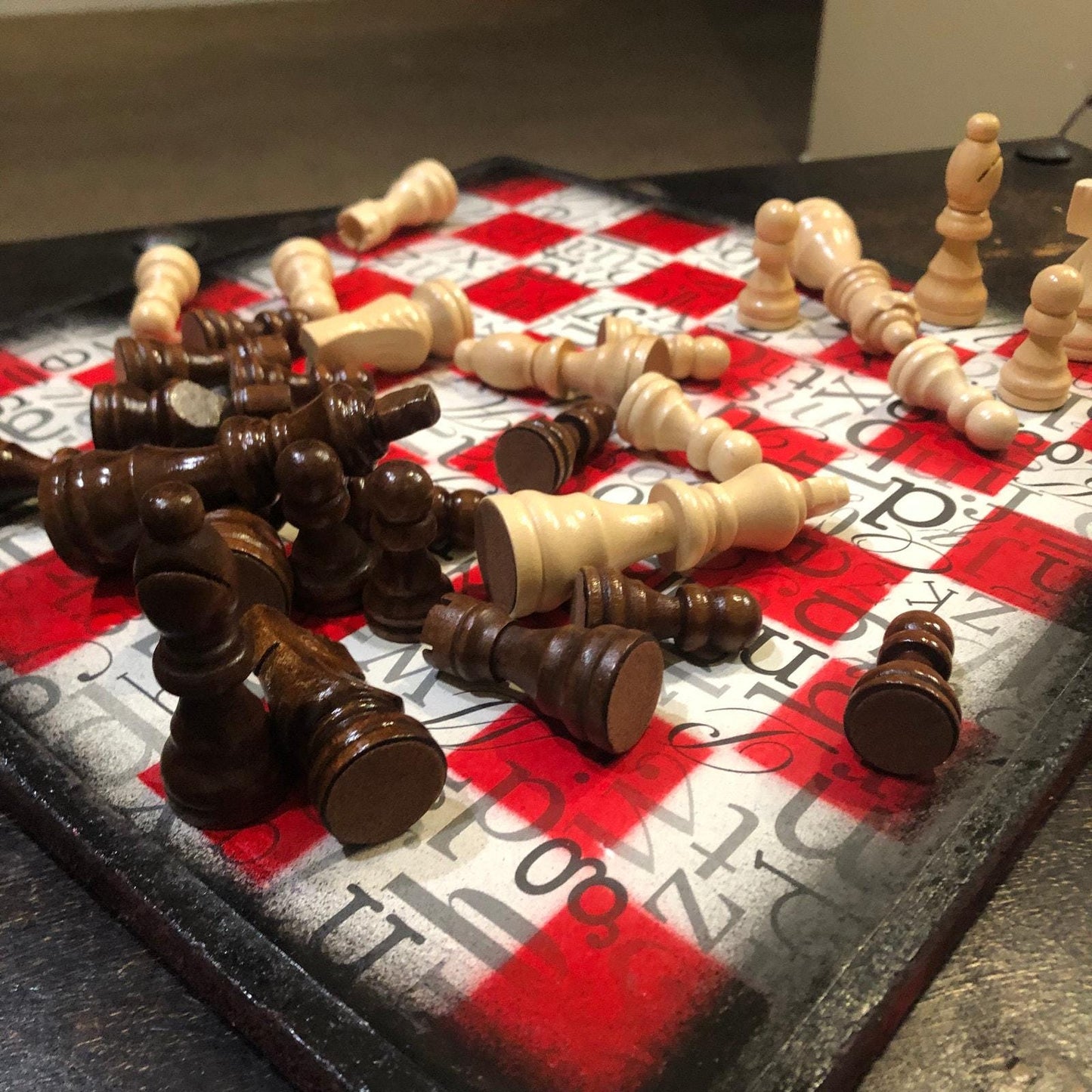 Scrapbook Chess Set - Red Letters