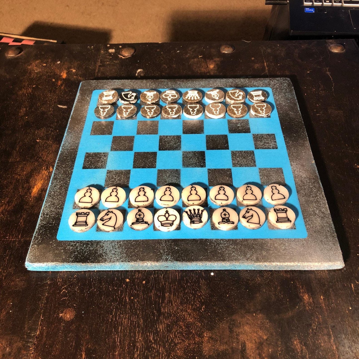 Chess Set - Blue & Black Chrome Edition